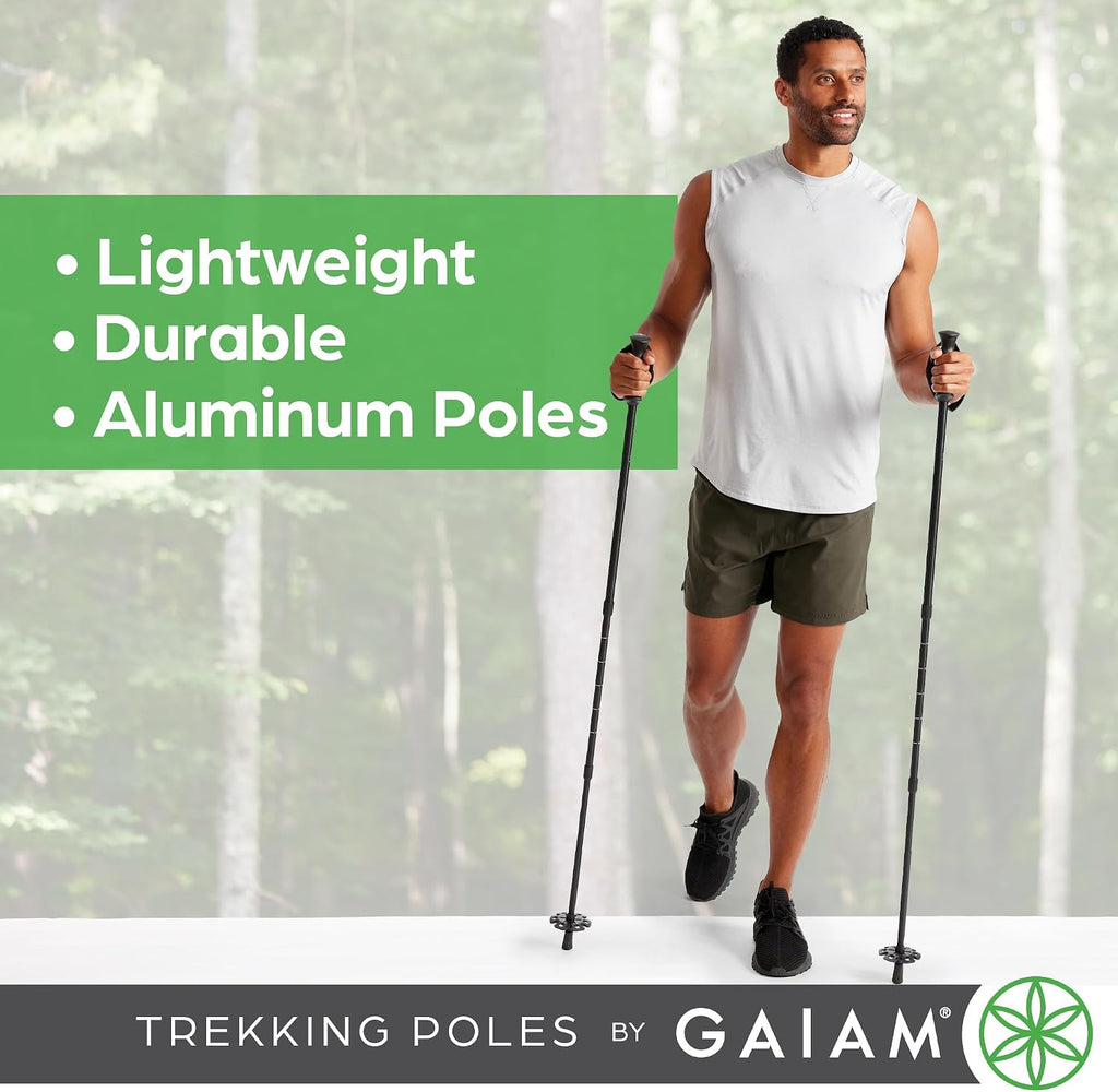 Gaiam Trekking Poles, Pair, 7075 Aluminum Hiking Poles