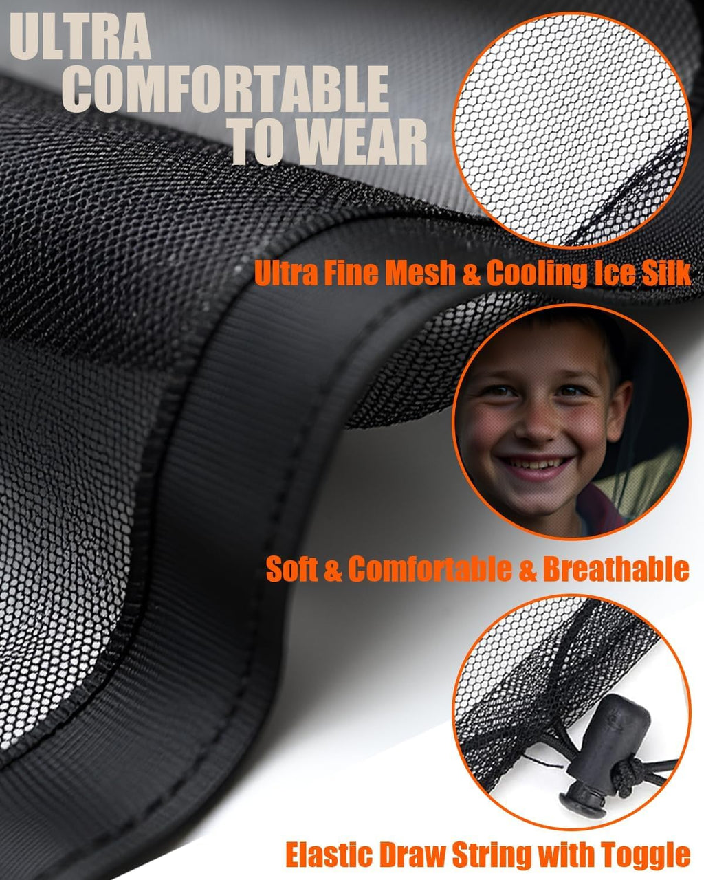 Mosquito Head Net,2 Pack Ultra Fine Ice Silk Cooling Large Long Mesh