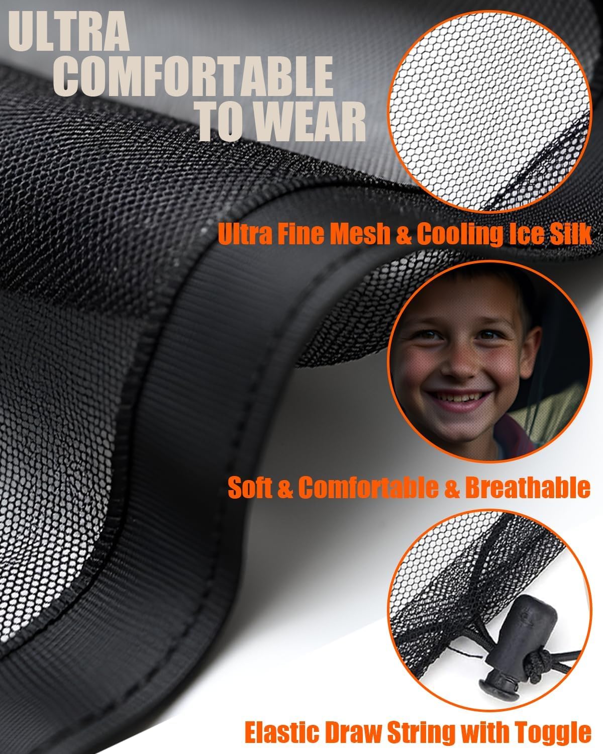 Mosquito Head Net,2 Pack Ultra Fine Ice Silk Cooling Large Long Mesh