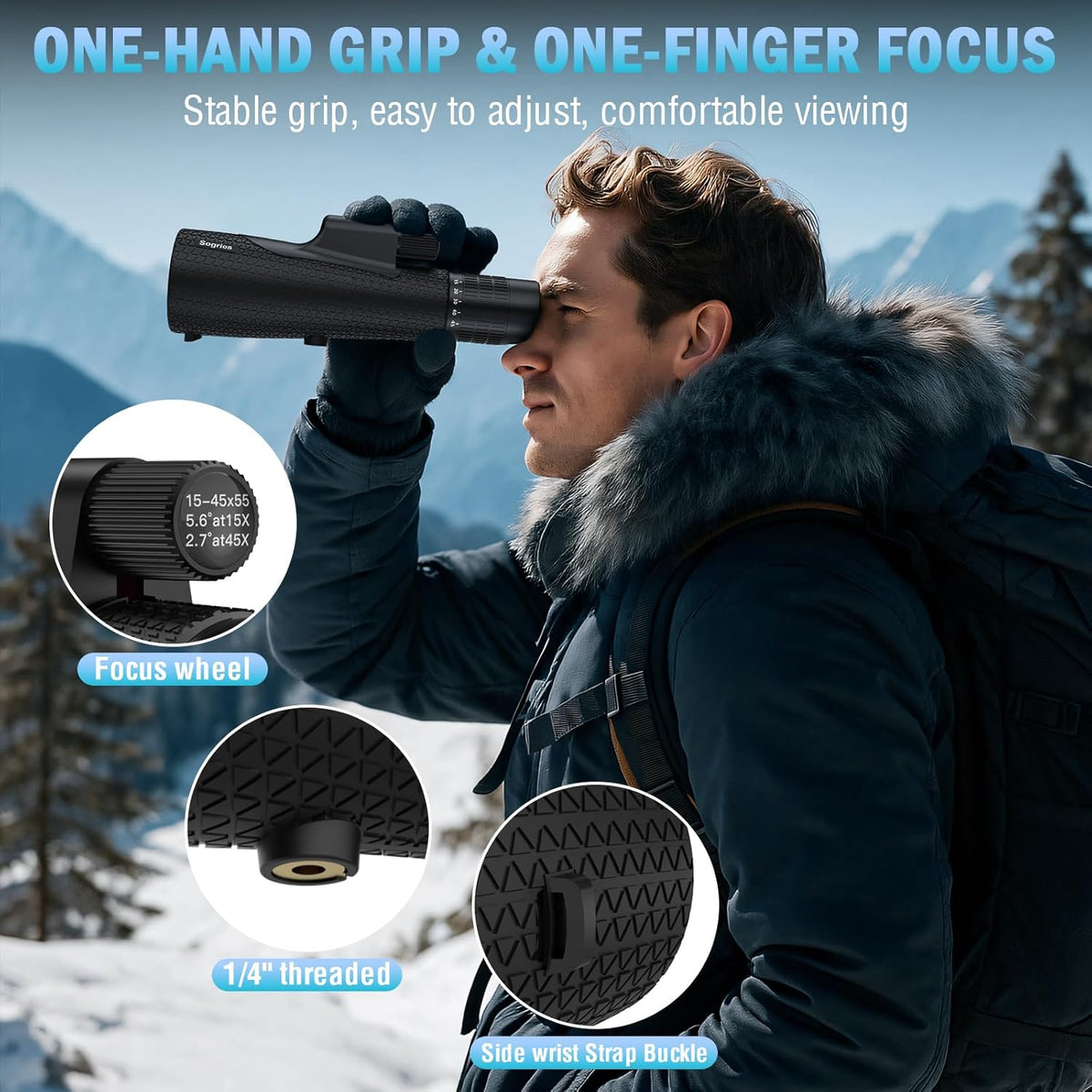 15-45x55 High Power Zoom Monocular Telescope for Adults Bird Watching