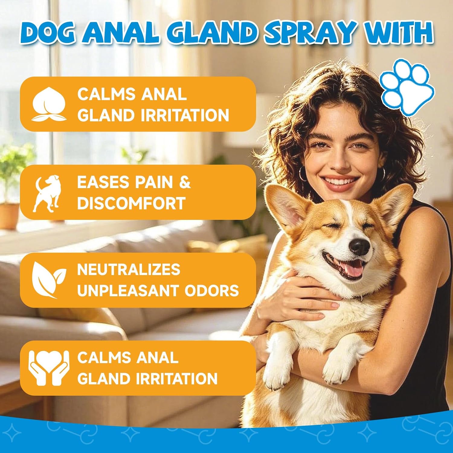 Dog Anal Gland Spray - 120ML Freshens & Removes Odors, Stops Scooting
