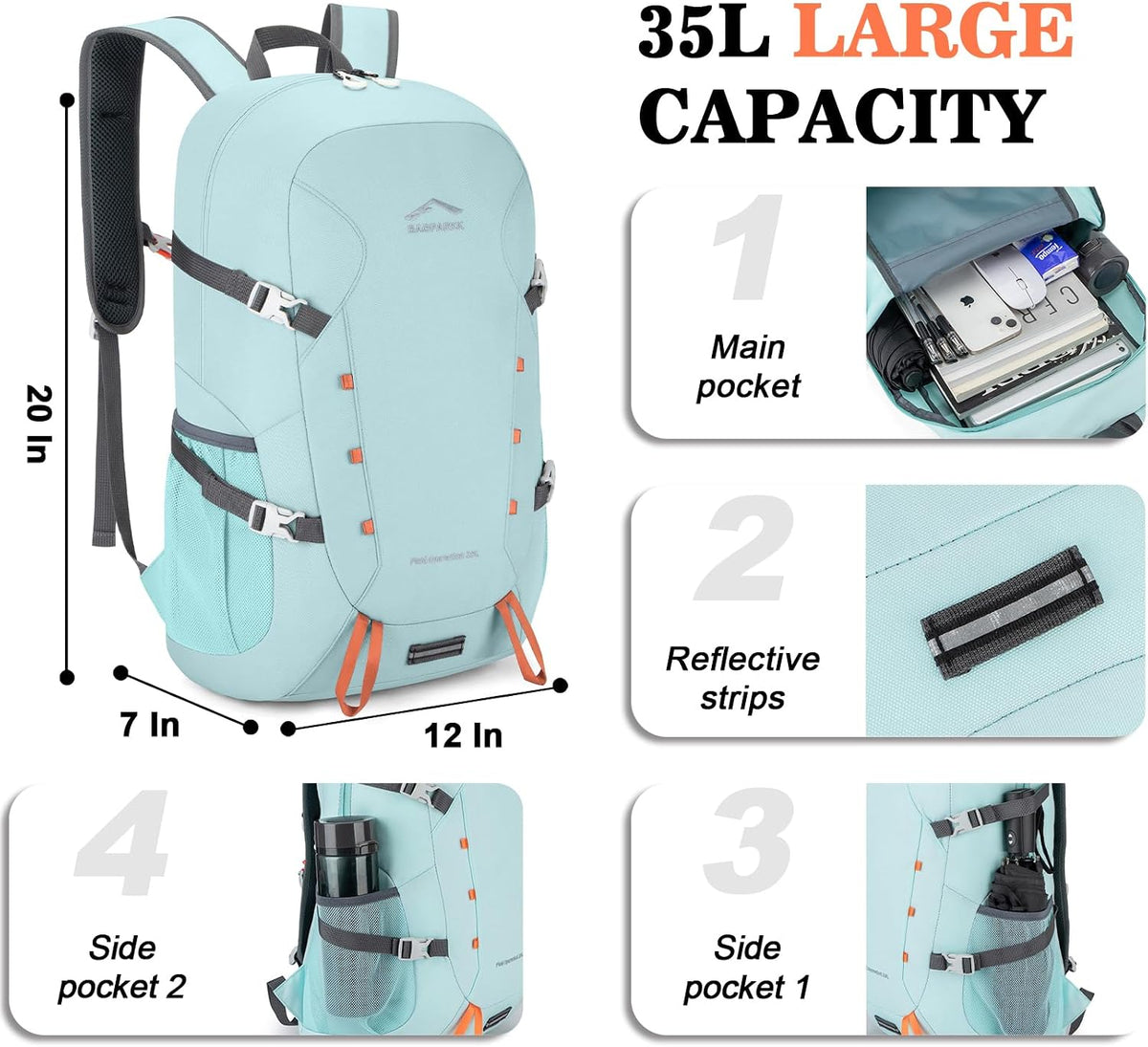 BAGPARKK 35L Ultra Lightweight Foldable Packable Hiking Backpack