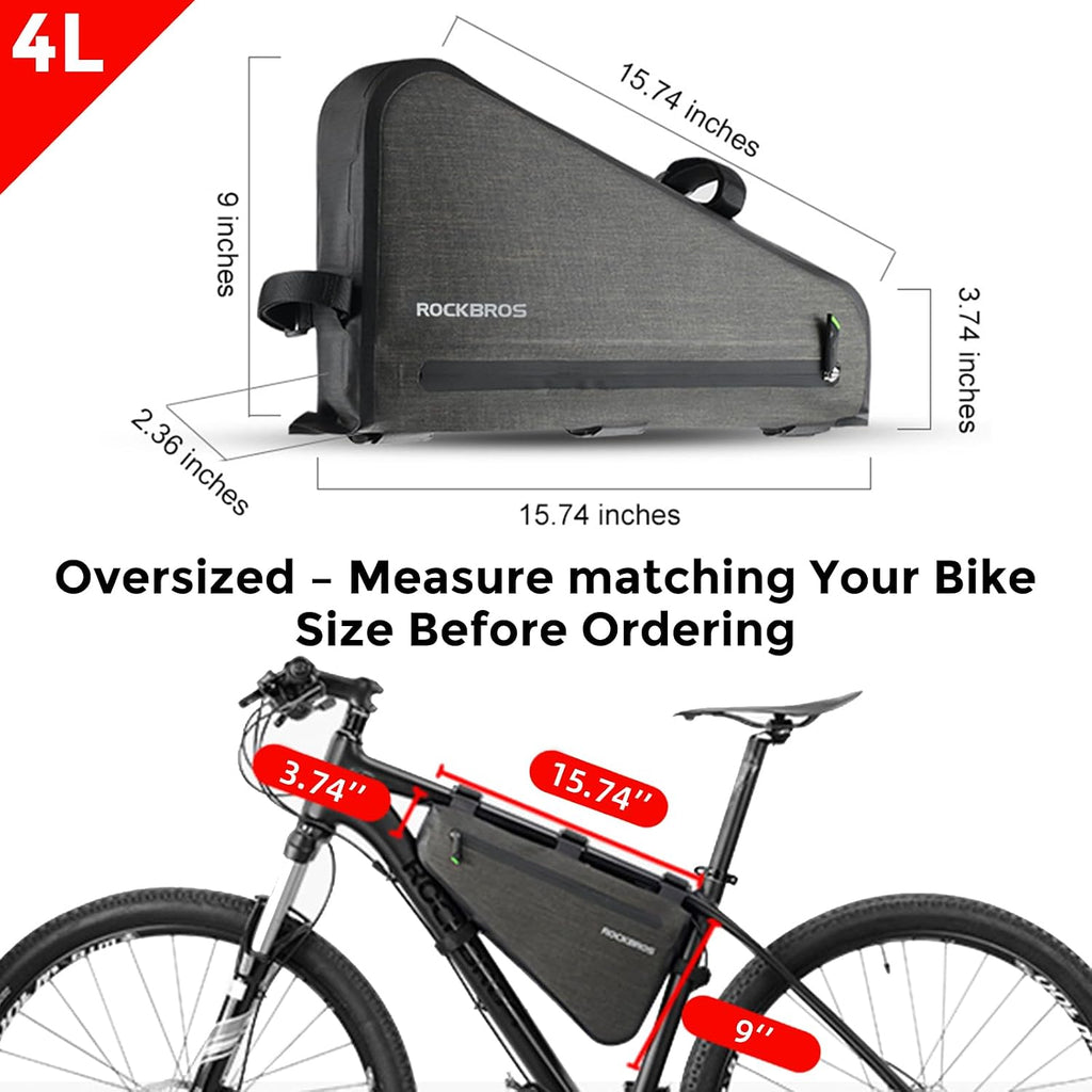 ROCKBROS 4L Bike Triangle Frame Bag Waterproof Bikepacking Bag