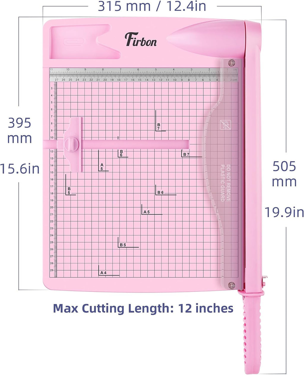 Firbon 12 Inch Guillotine Paper Cutter, Heavy-Duty Paper Trimmers, Pink