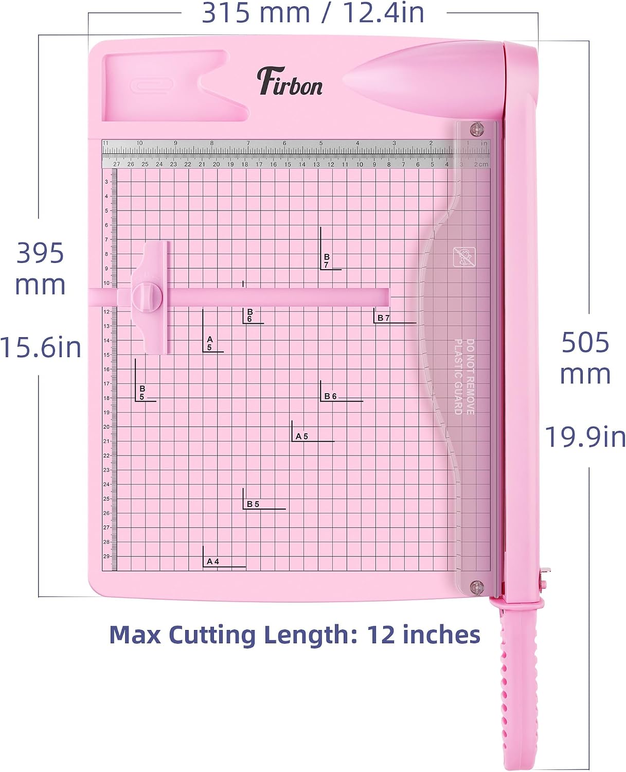 Firbon 12 Inch Guillotine Paper Cutter, Heavy-Duty Paper Trimmers, Pink