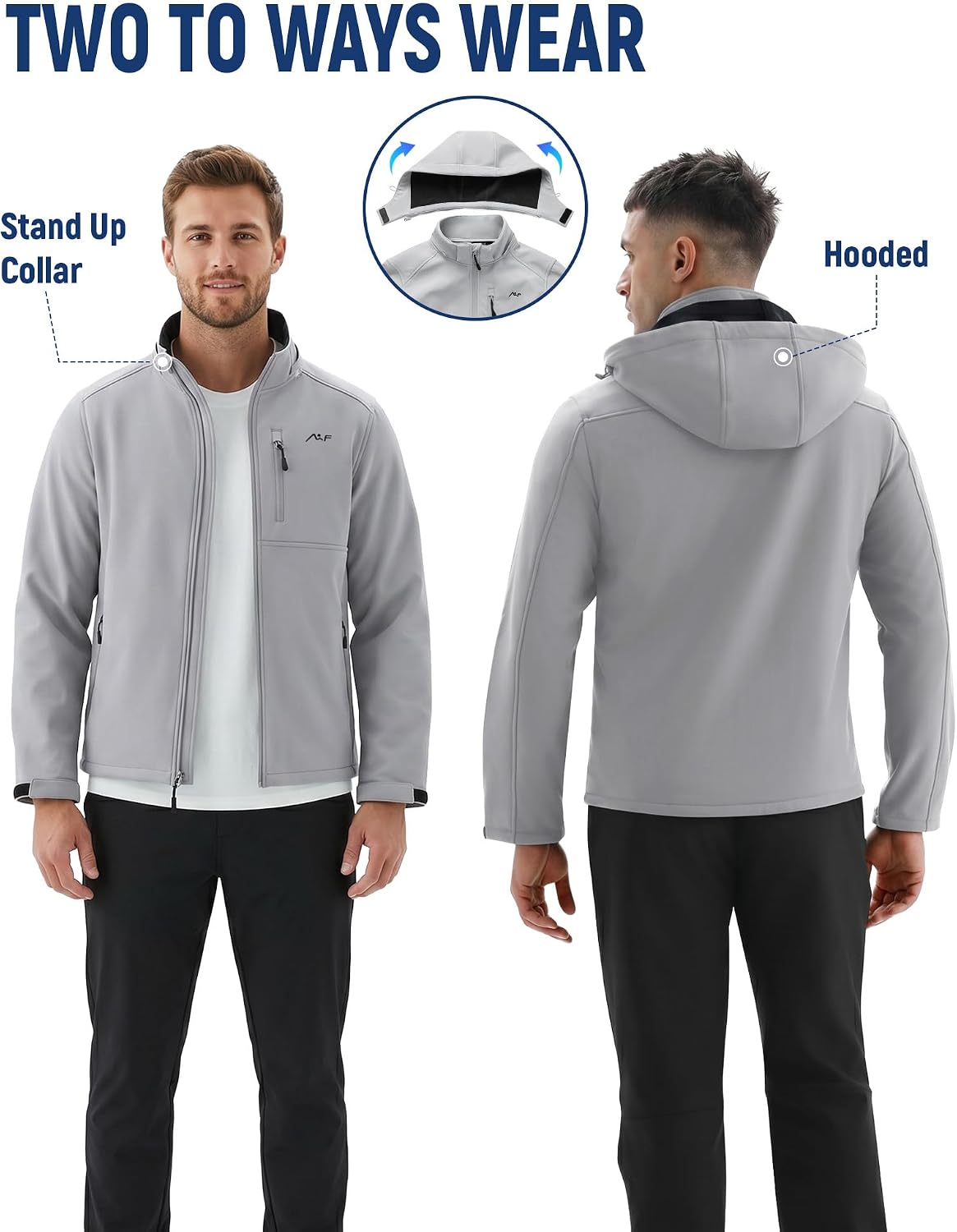 WULFUL Men's Softshell Jacket Waterproof Lightweight Insulated Windbreaker Fleece Lined Rain Shell Jacket for Hiking Travel