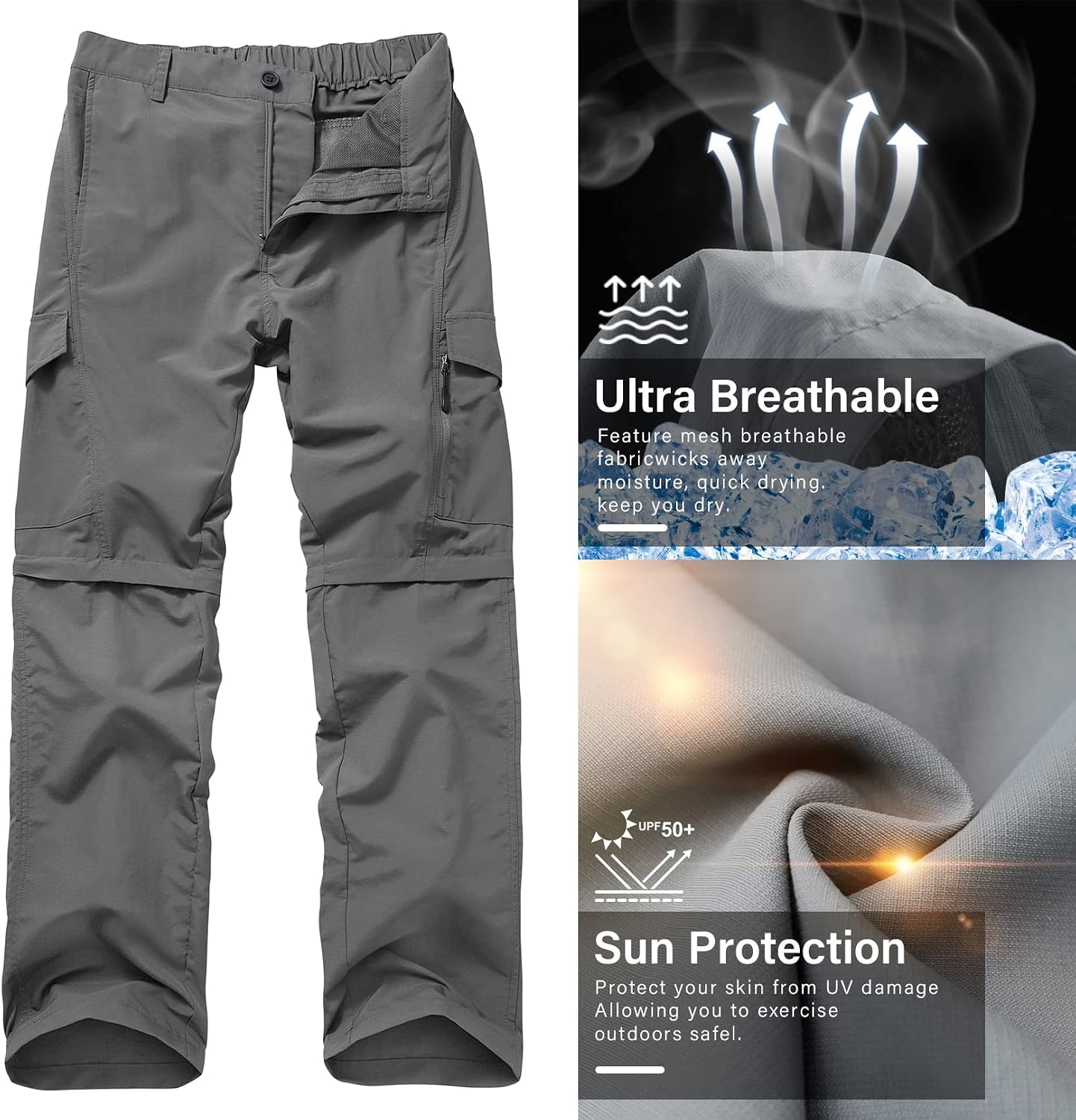 linlon Boy Scout Pants Hiking Mens Convertible Zip Off Safari Fishing