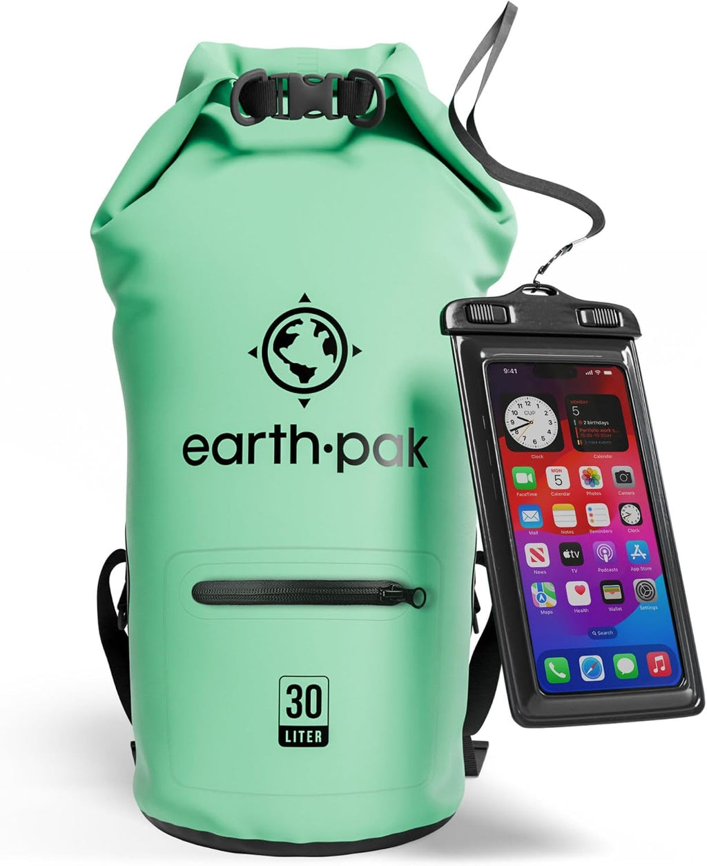 Earth Pak Waterproof Dry Bag with Zippered Pocket - Waterproof Dry Bag Backpack Keeps Gear Dry