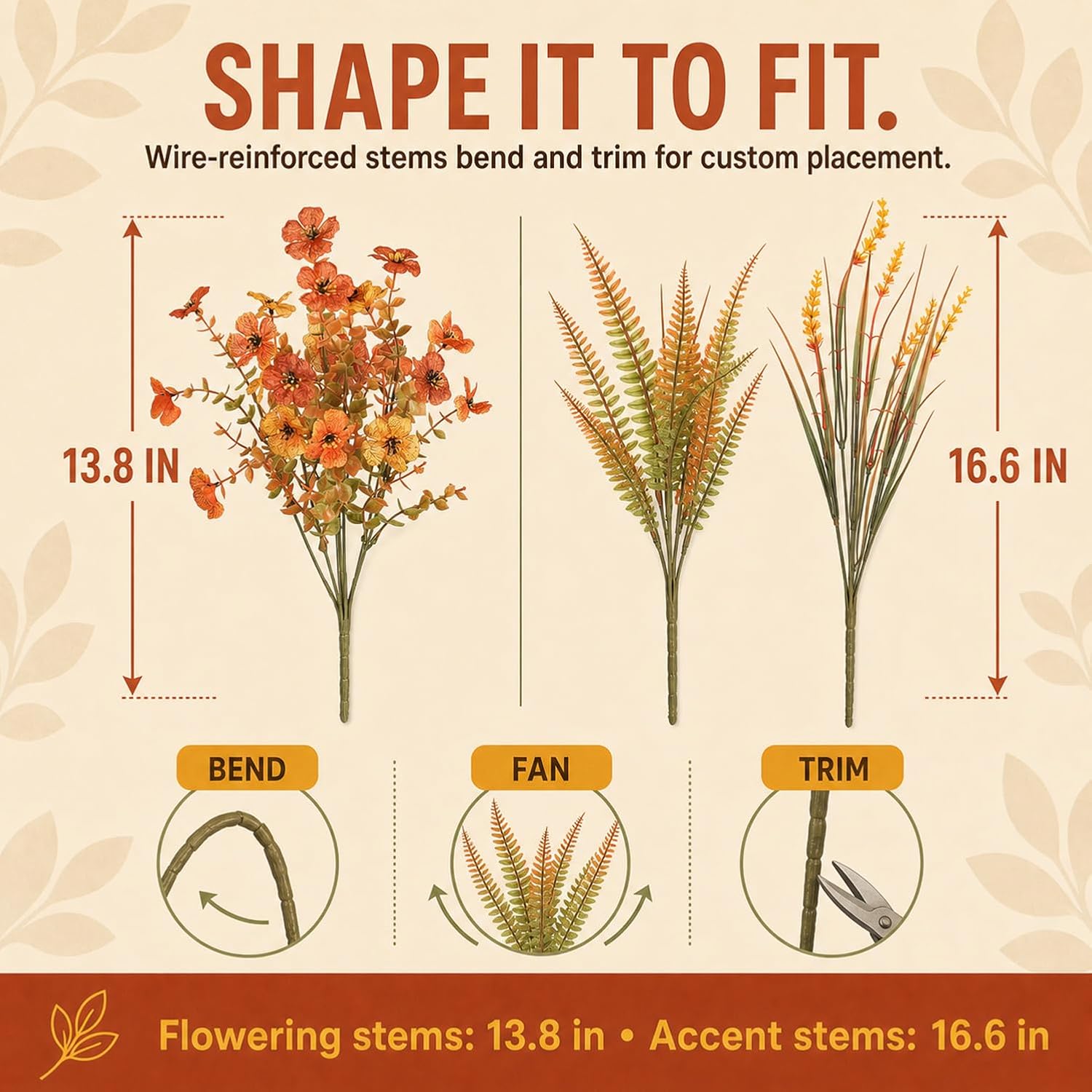 20 Bundles Artificial Fall Flowers for Outdoors, Front Porch Planter Decor