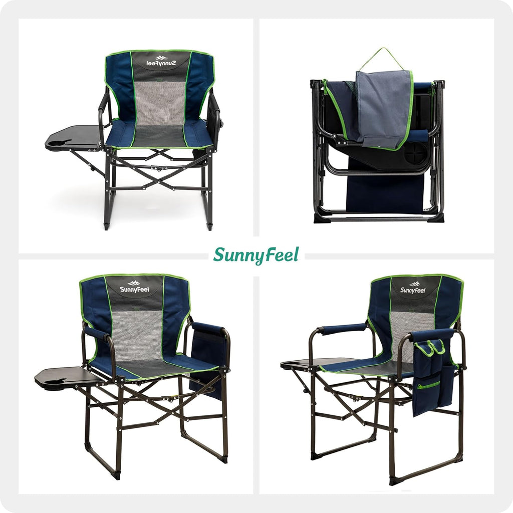 SUNNYFEEL Oversized Camping Chair Portable Directors Chairs with Side Table