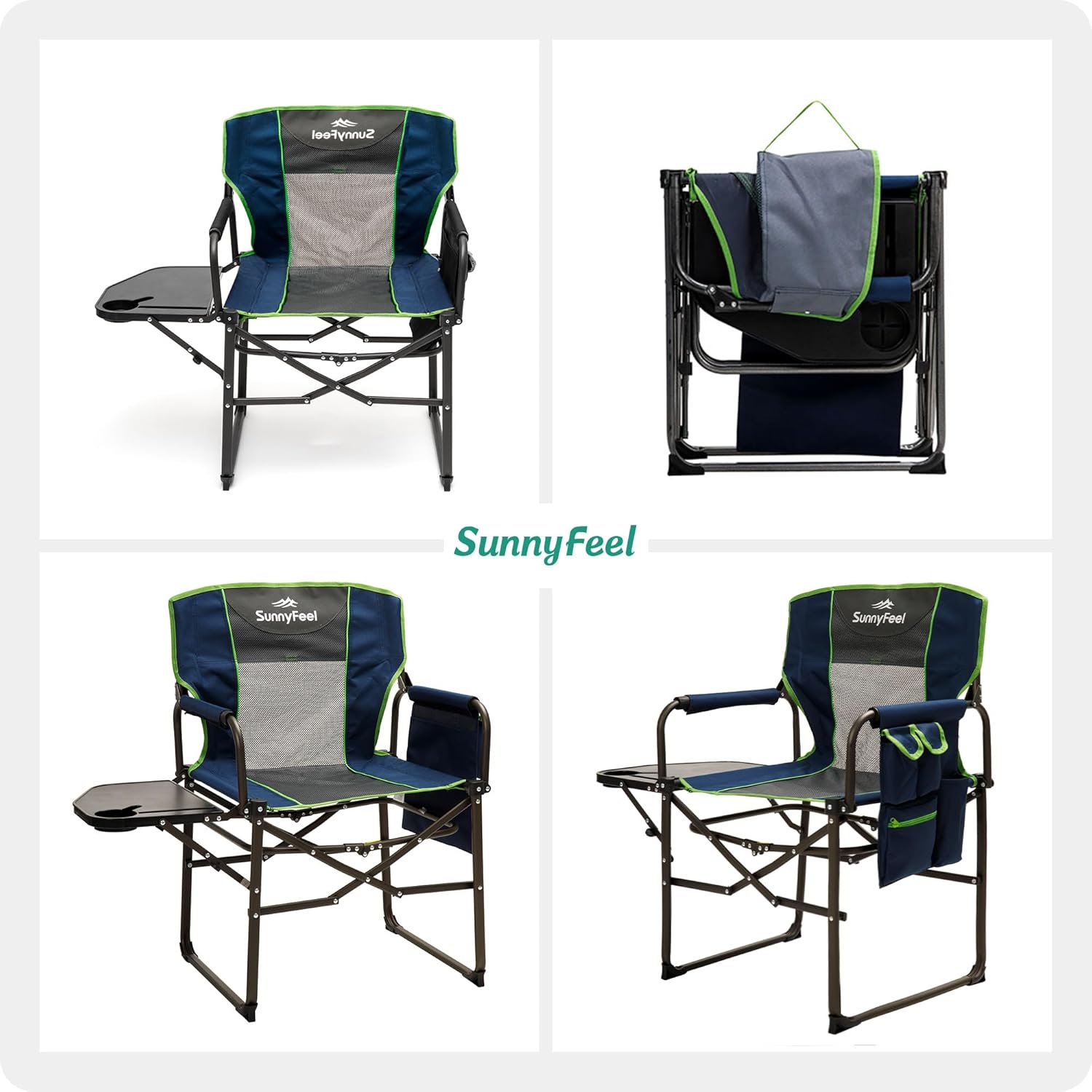 SUNNYFEEL Oversized Camping Chair Portable Directors Chairs with Side Table