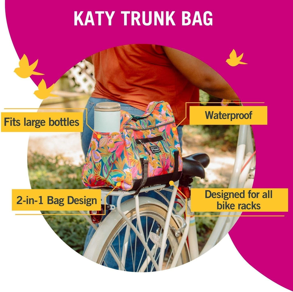 Po Campo Katy Bike Trunk Bag – Convertible Rear Rack Bag with Strap to Easily Convert to a Crossbody - 11.5L Bicycle Cargo Bag for Bicycles & Ebikes - Fits Most Rear Racks (Black Ripstop)