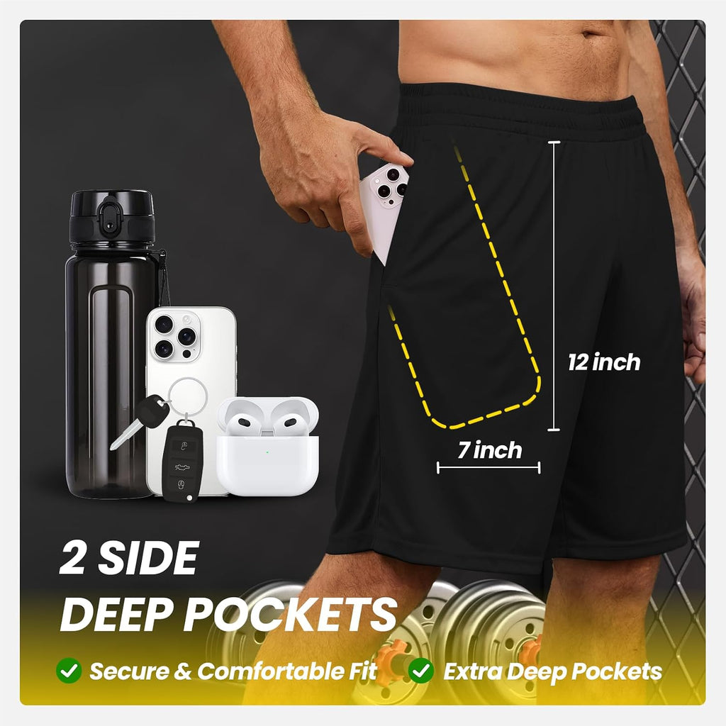 BALENNZ Mens Athletic Shorts with Pockets Quick Dry Workout Shorts Men