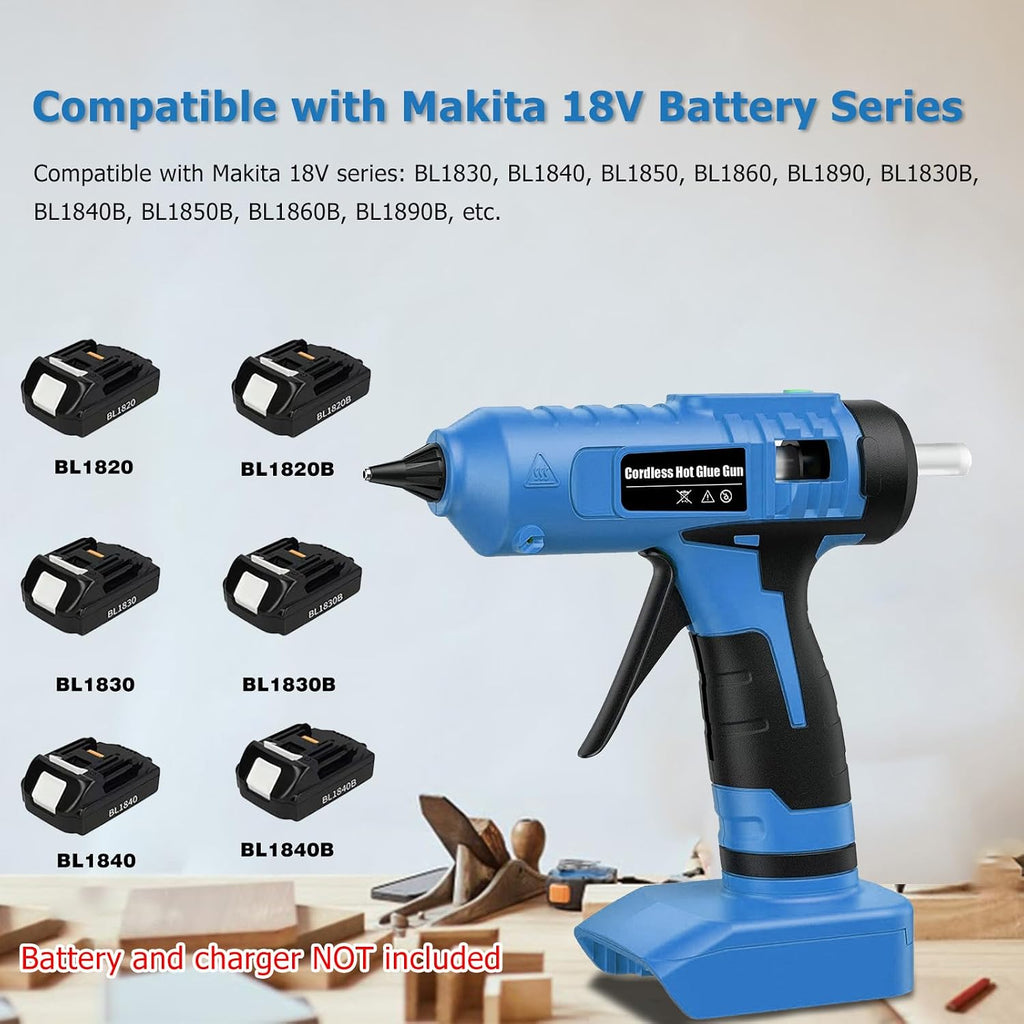 100W Cordless Glue Gun for Makita 18V Battery Users – 60s Heat-Up, Anti-Drip Nozzle, 15V Low Battery Protection, 20 Glue Sticks | DIY Crafts, Home Repair, Holiday Decor, Floral Arrangements