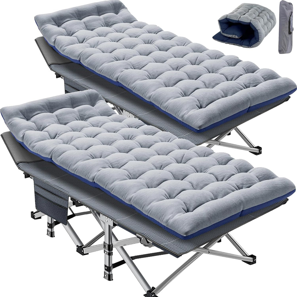 Slsy 2 Pack Folding Camping Cot for Adults with Mattress & Carry Bag