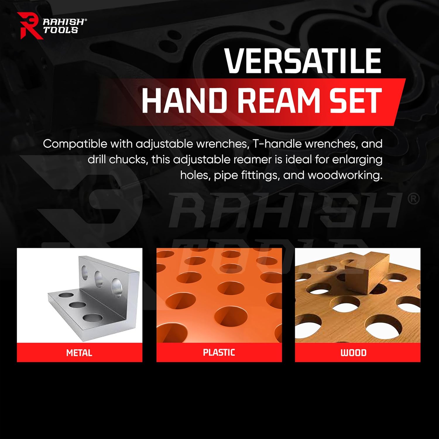 Adjustable Hand Reamer HV-H11 for Metal & Wood Repairs, 1/4" to 1-1/16"