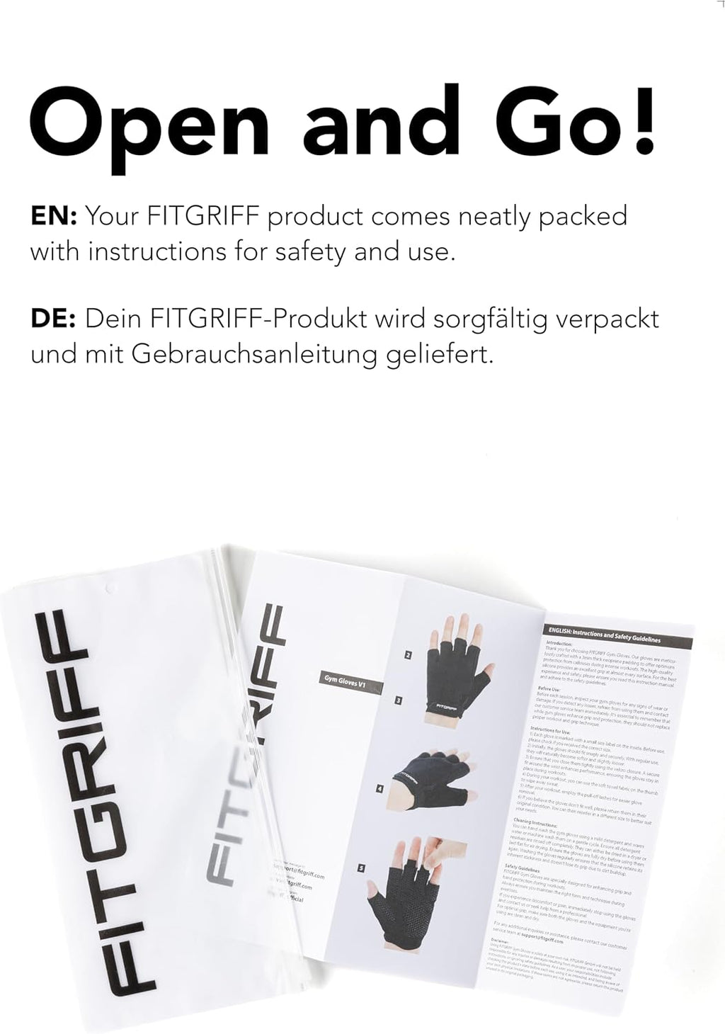 Fitgriff® Workout Gloves (Padded) for Men & Women - Fingerless Gym Gloves for Weight Lifting, Training - Full Palm Protection