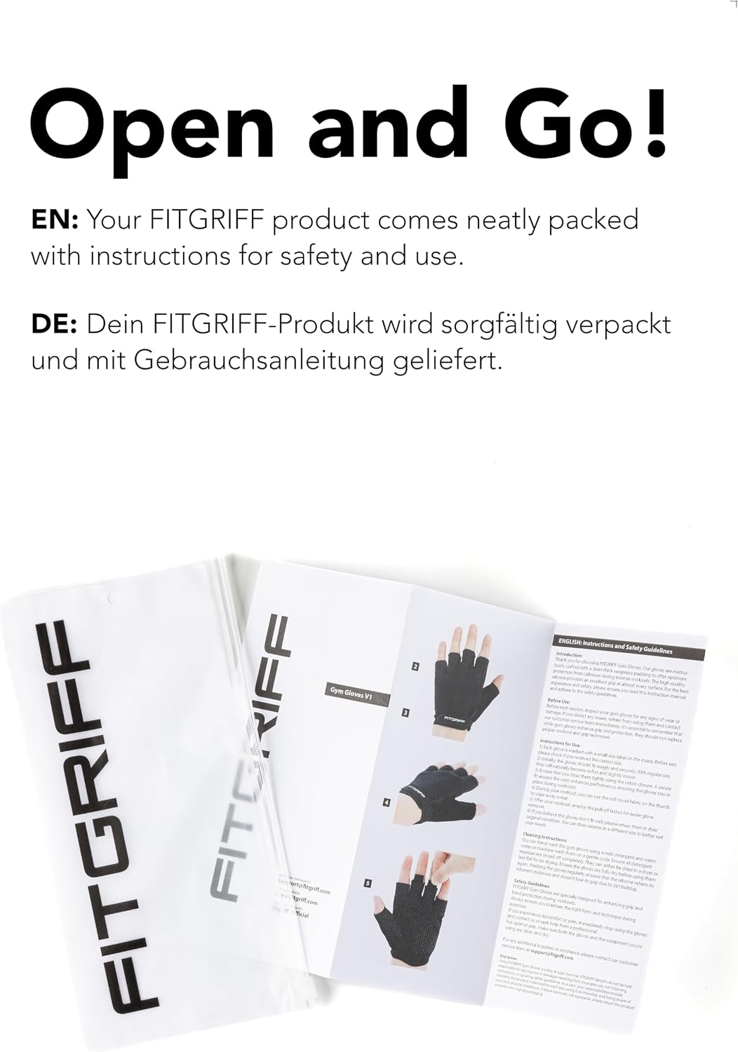 Fitgriff® Workout Gloves (Padded) for Men & Women - Fingerless Gym Gloves for Weight Lifting, Training - Full Palm Protection