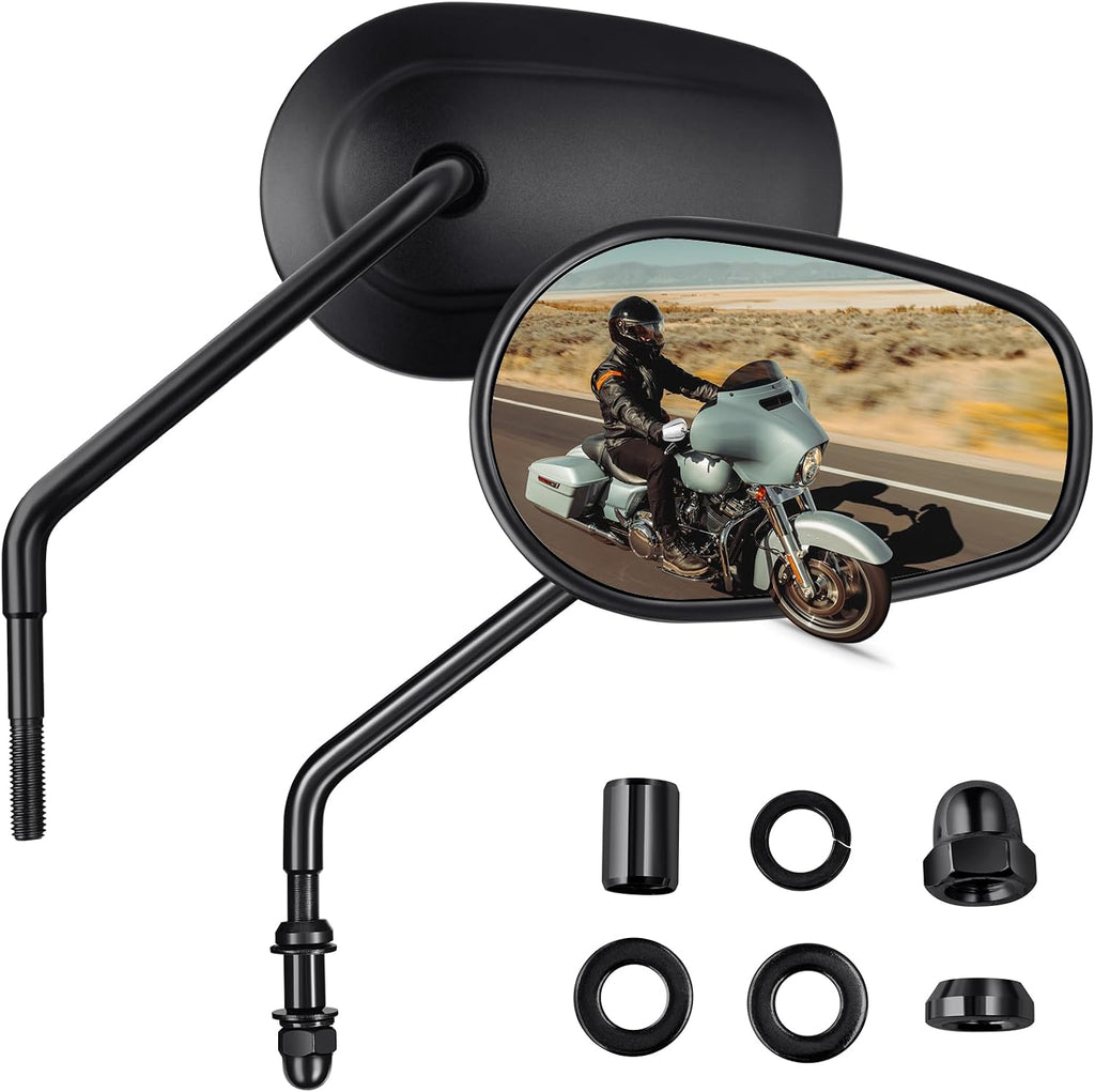 PBYMT Motorcycle Rear View Mirrors M8 Chrome Motorcycle Mirrors 360 Degree Adjustment Side Mirror Compatible with Harley Sportster Touring Dyna Softail Road King Street Glide 1982-2023