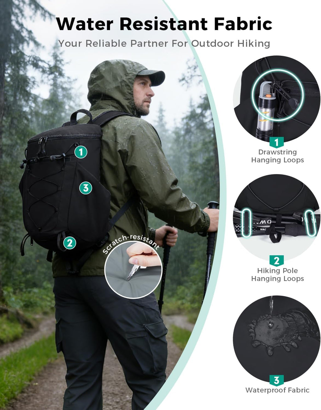 Blue Quartz Lightweight Hiking Backpack, 20L Packable Water Resistant Daypack with Phone Pocket & RFID Blocking for Travel, Camping, Outdoor Pack for Men Women