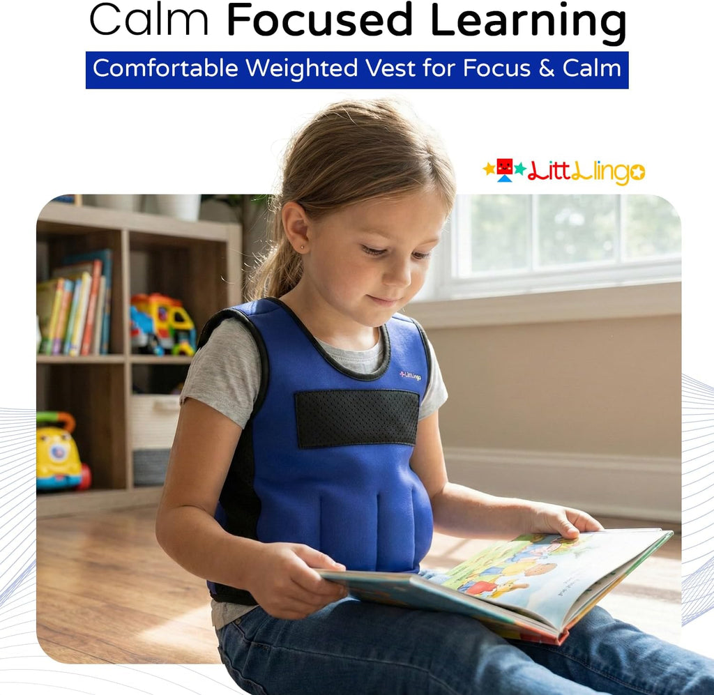 Weighted Vest for kids with Adjustable Weights, Compression Vest for Kids & Toddlers, Removable Metal Beads, Breathable Mesh and 6 Pockets