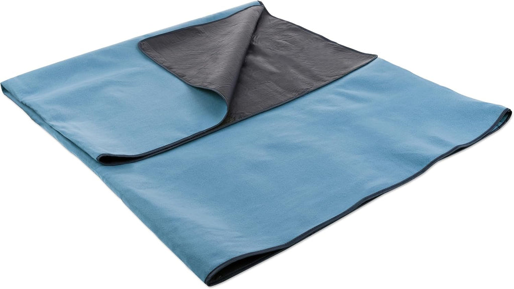 Picnic TIME Blanket Tote XL Outdoor Picnic Blanket, 70"x80" Foldable Beach Mat with Soft Fleece Top, Water-Resistant Backing, Carry Strap & Pocket, Portable Blanket for 4-5 People (Dusty Blue)