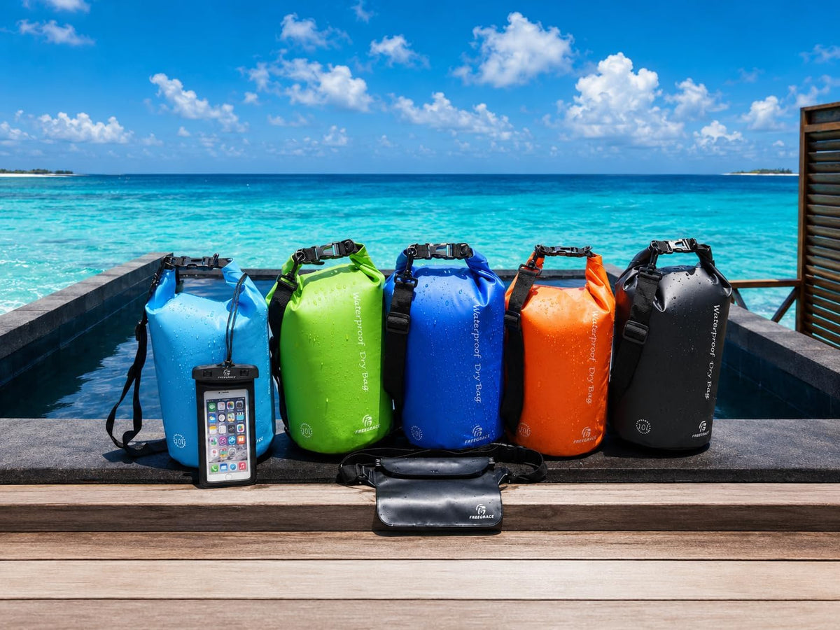 Freegrace Waterproof Dry Bag with Double Zip-Lock, Fanny Pack & Phone Case