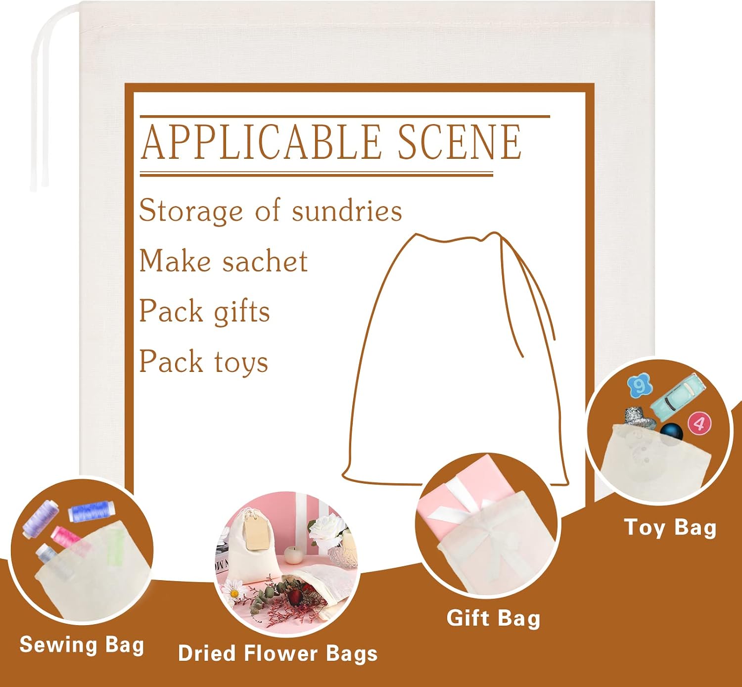 Pangda 15 Pcs Muslin Bags 15 x 22 Inch Cloth Bags with Drawstring Large Storage pouches Bulk Cotton Reusable Grocery pouches DIY Craft Sachet for Party Wedding Home Storage