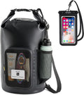 Rynapac 10L Waterproof Dry Bag with Bottle Holder & Mesh Pocket, 500D PVC Tarpaulin Roll Top Dry Sack with Inner Waterproof Adsorption Film, Dry Storage Bag for Kayaking, Boating, Beach, Camping