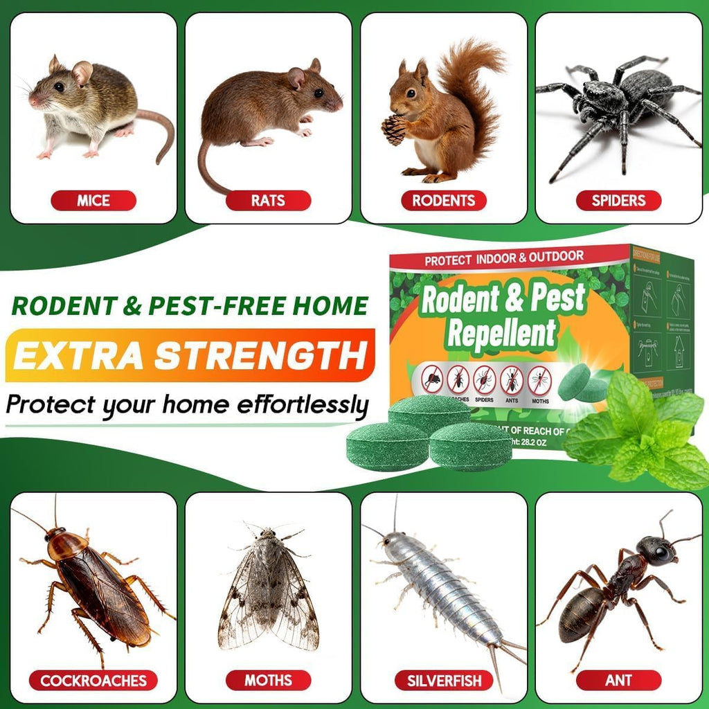 Rodent Mole Repellent Indoor Outdoor - 32 Packs Peppermint Essential Oil Extra Strength for Mice Rat Mouse Bug Spider Roach Repellent Pouches, Moth Balls Pest Control Natural Home Safe