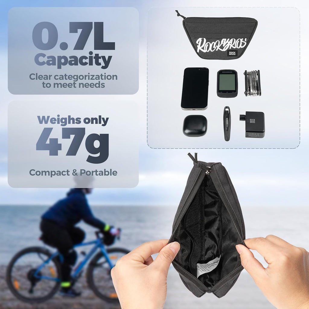 ROCKBROS Bike Handlebar Bag, Compact Front Storage Pouch for Cycling