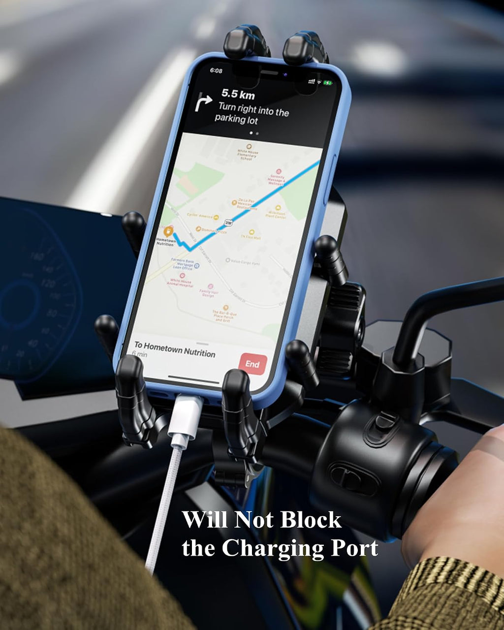 BRCOVAN Anti-Theft Motorcycle Phone Mount Holder with Vibration Dampener