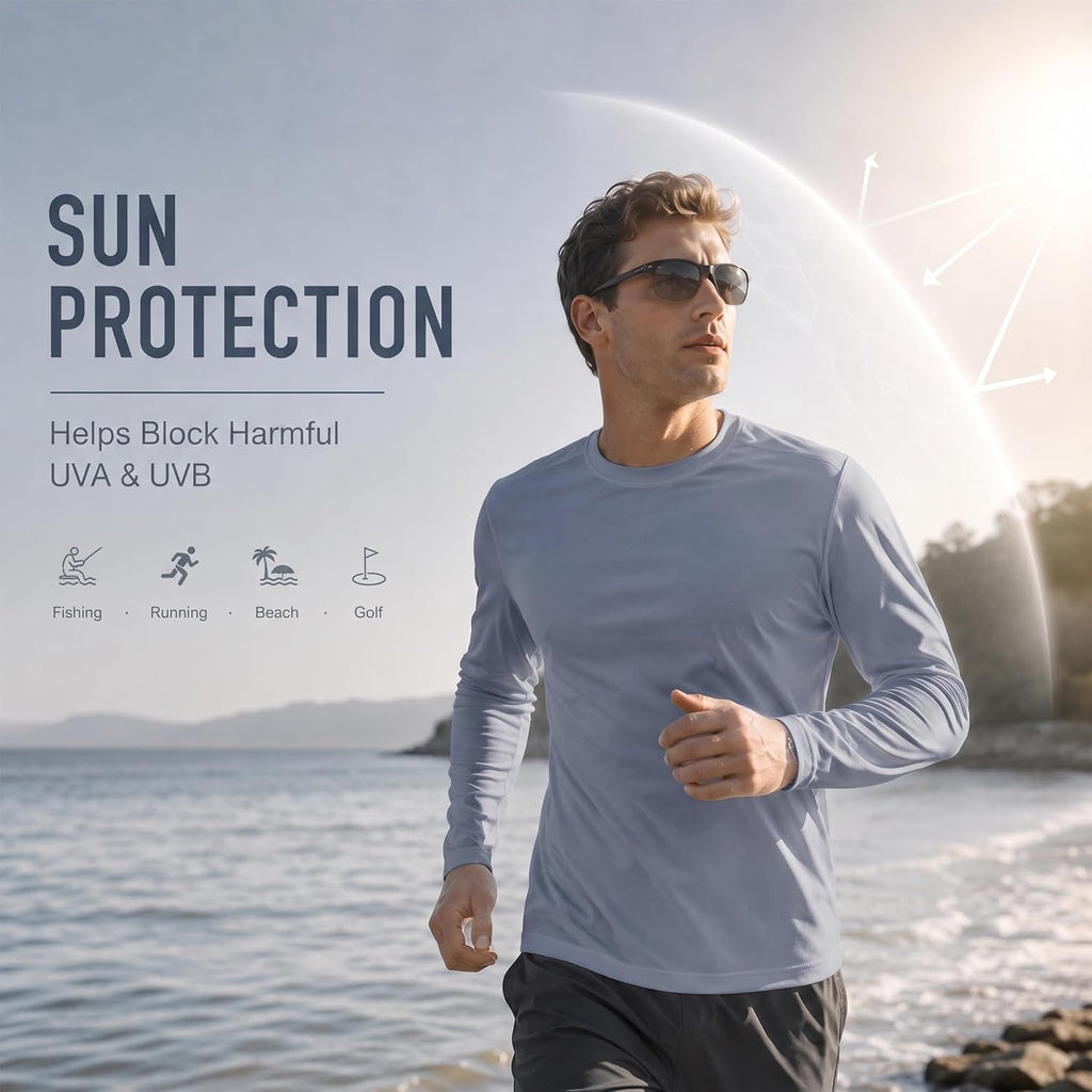 OYGSieg 6 Pack Long Shirts for Men Quick Dry Sun Protection Tee Shirts