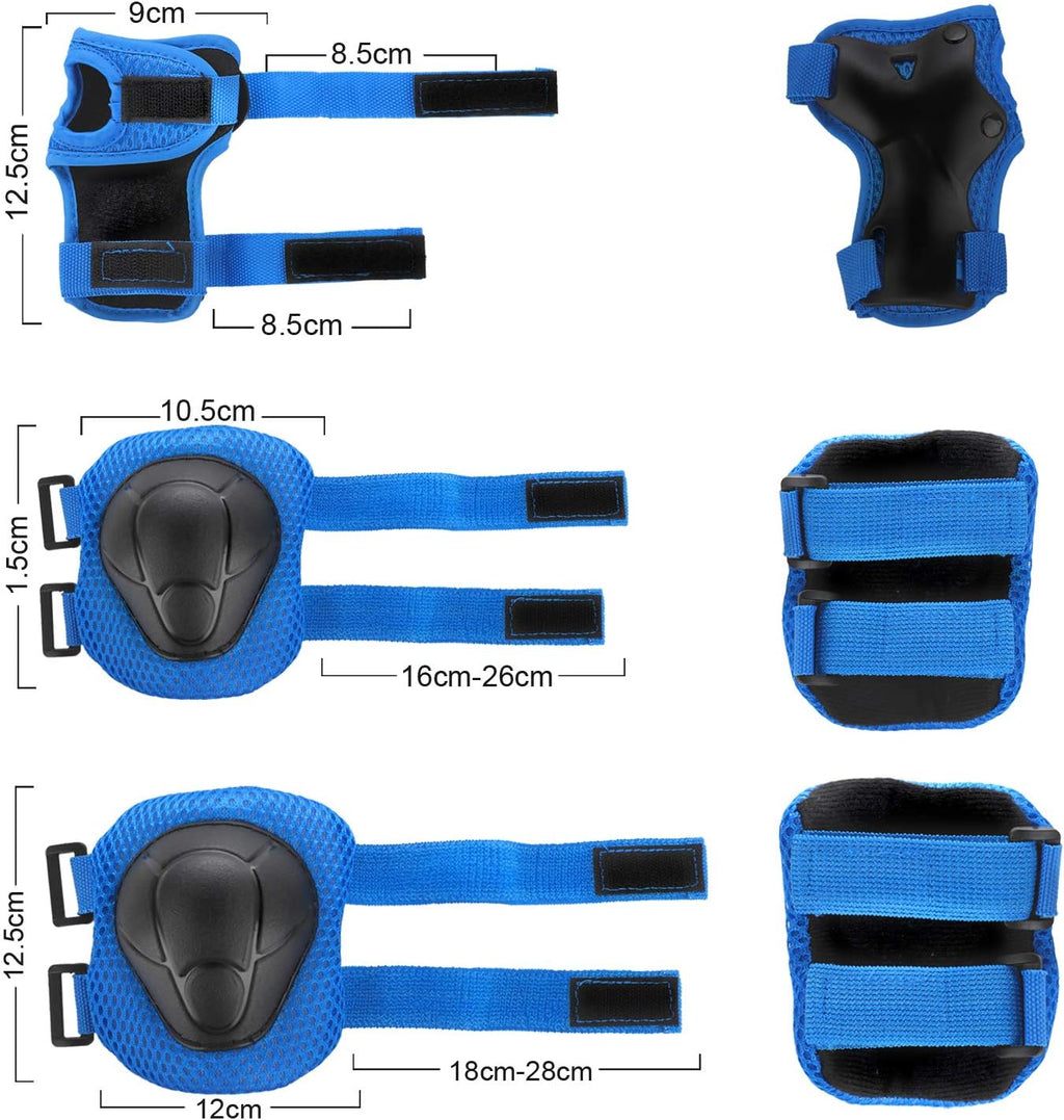 WayEee Kids Bike Helmet Set Knee Pads Adjustable Protective Gear, 3-14 Age