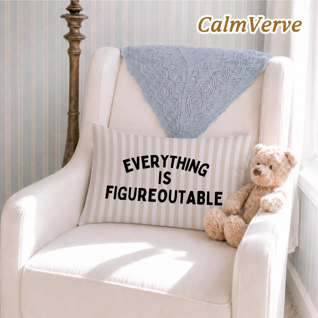Everything is Figureoutable Inspirational 12x20 Pillow Cover, Positive Affirmations Motivational Striped Decorative Throw Pillow Covers Pillowcases Decorations for Home Bedroom Living Room