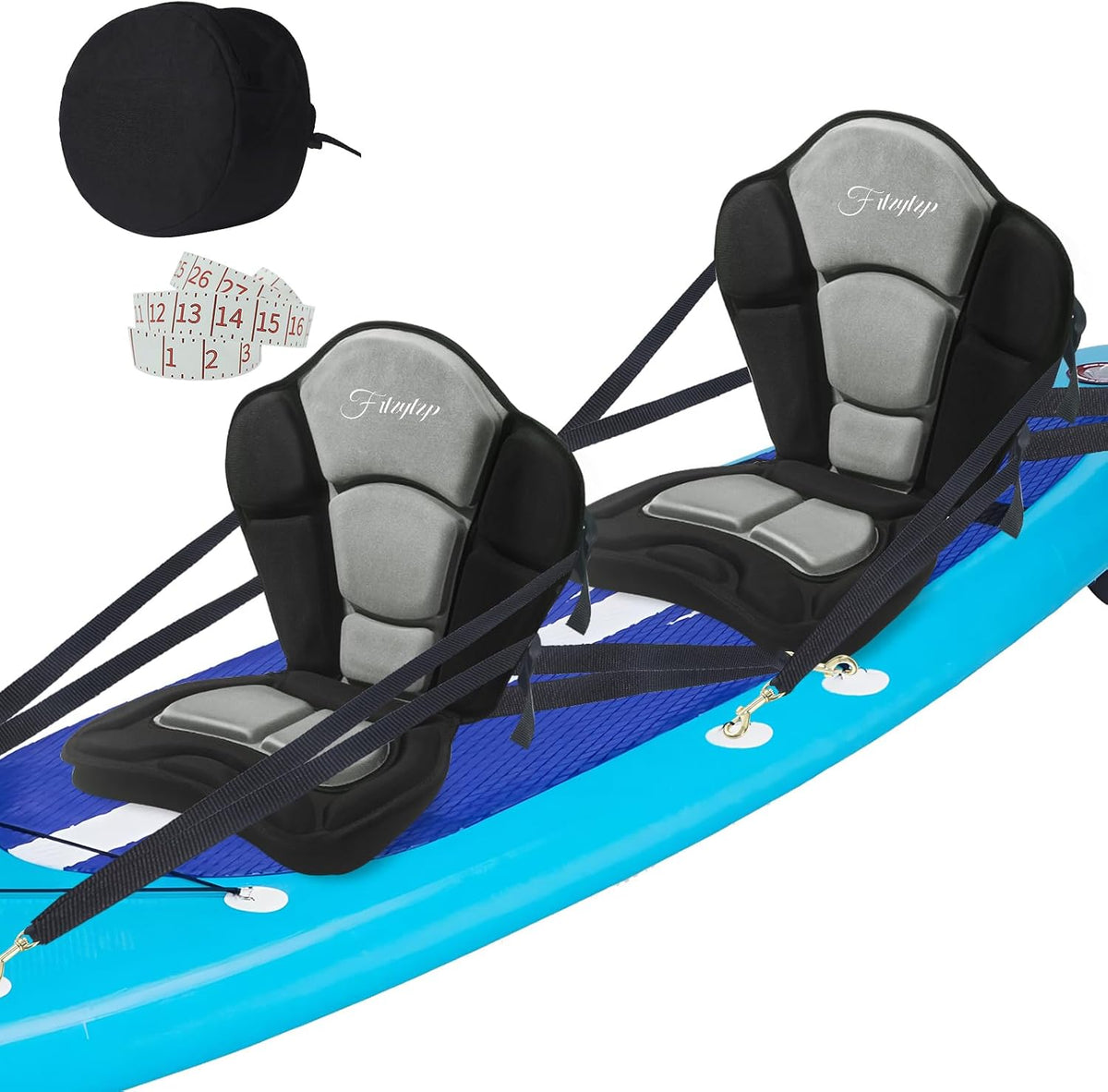 Thickened Kayak Seats - Premium Shockproof Seats with Back Support for Kayaking, Canoeing, Fishing, Paddle Boarding - Comfort, Versatility and Extra Storage (Gray,1 pcs)