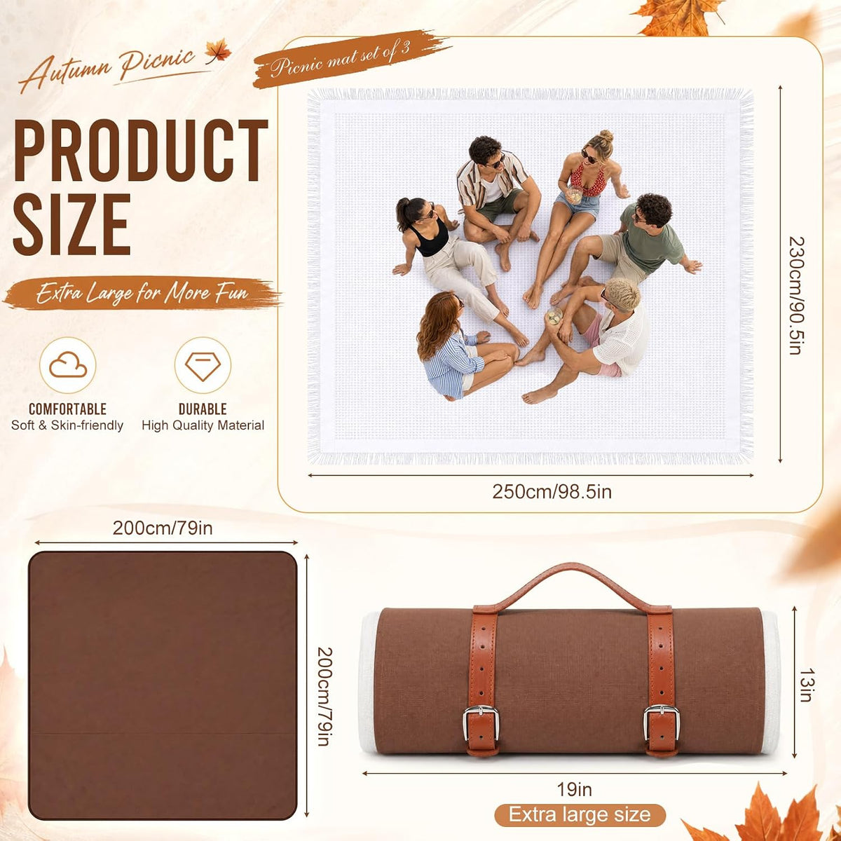 100x 90 Extra Large Outdoor Picnic Blankets 2 In1