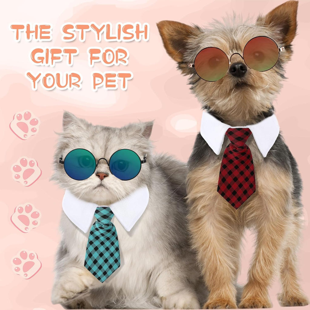 Weewooday 8 Pcs Pet Sunglasses & Tie Collars for Dogs Cats, Elegant Colors