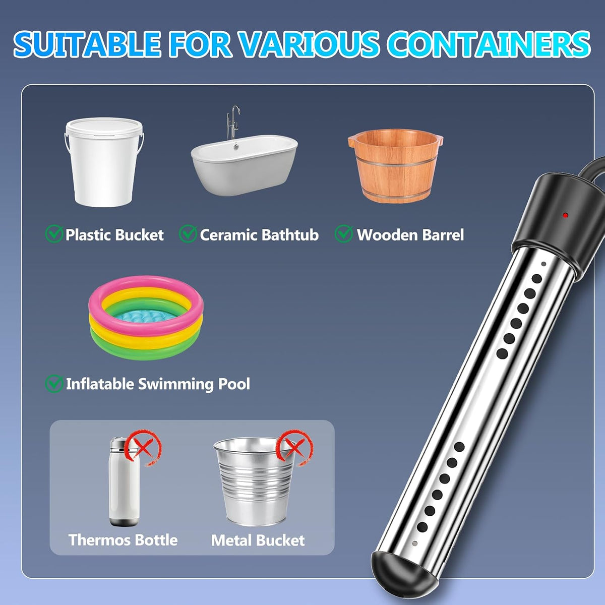 BSEED Portable Shower for Camping with Immersion Water Heater, 6000mAh Rechargeable Camping Shower with Intelligent LED Display, Outdoor Shower for Hiking, Travel, Pets & Car Washing, Wartering Plants