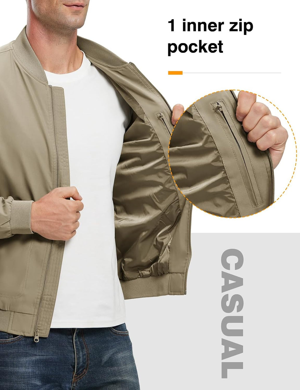 TBMPOY Men's Lightweight Jackets Casual Dress Golf Bomber Windbreaker Fall