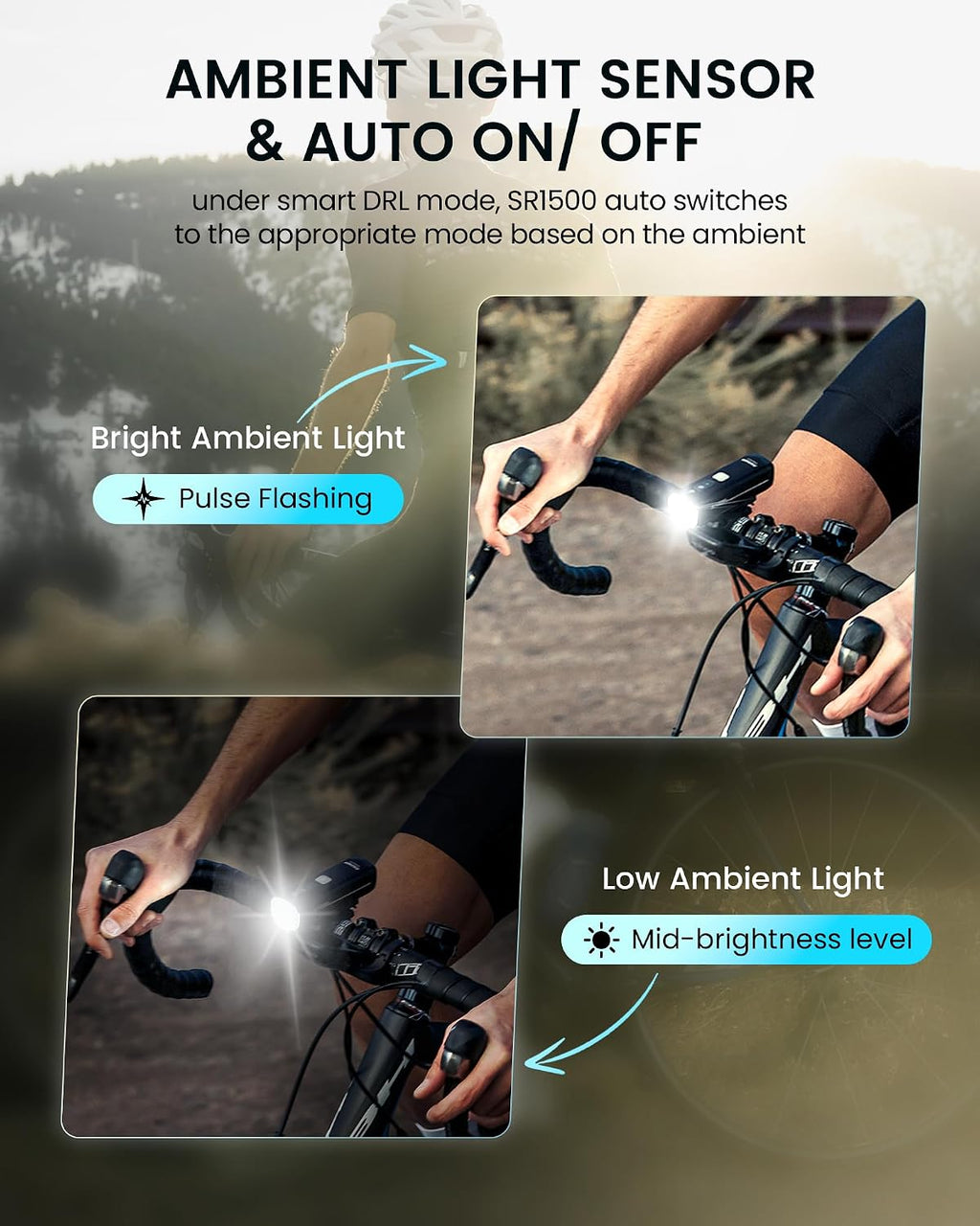 RAVEMEN Bike Lights Set for Night Riding, 5+6 Mode, Front and Back