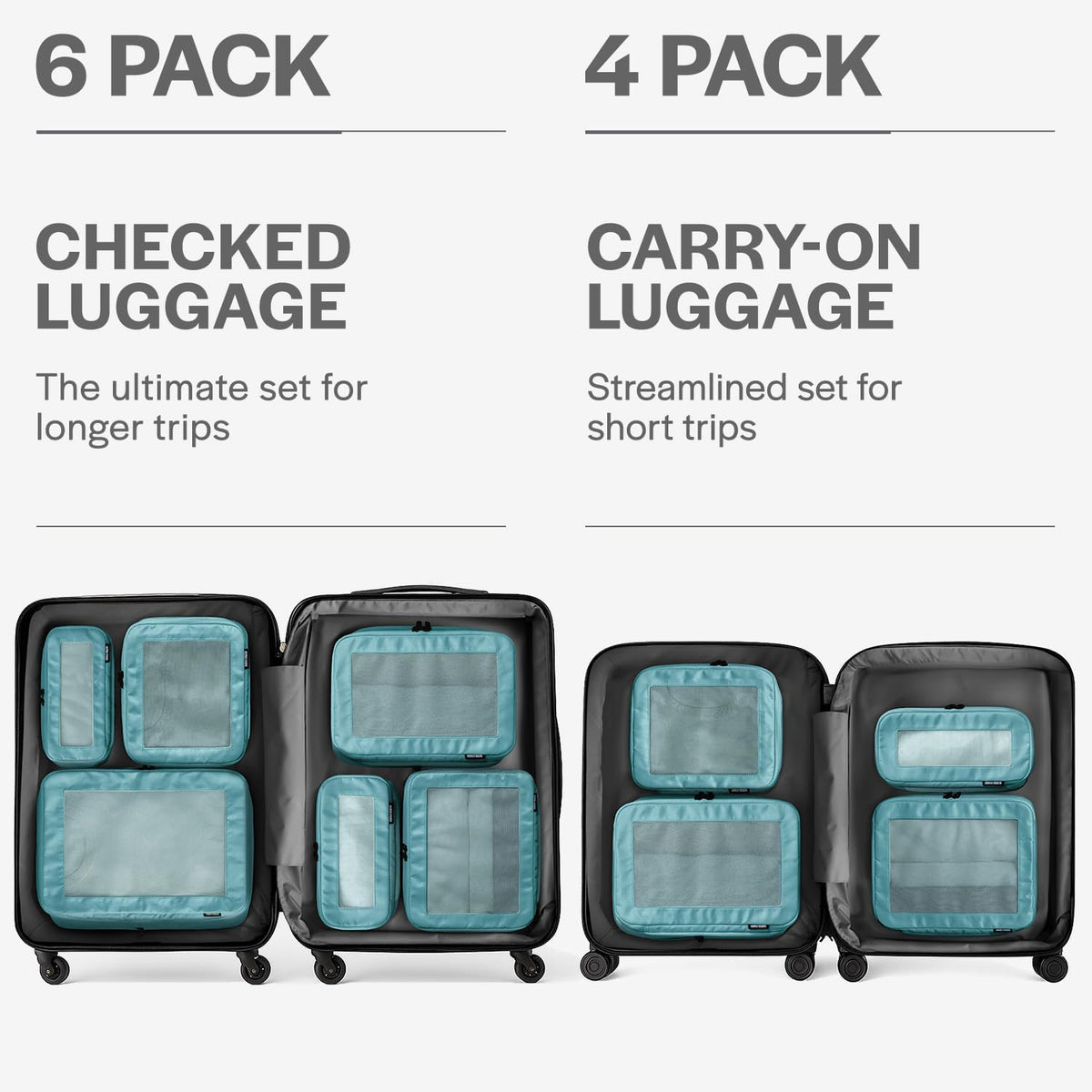 Aerotrunk Compression Packing Cubes for Travel, 6-Pack, Teal