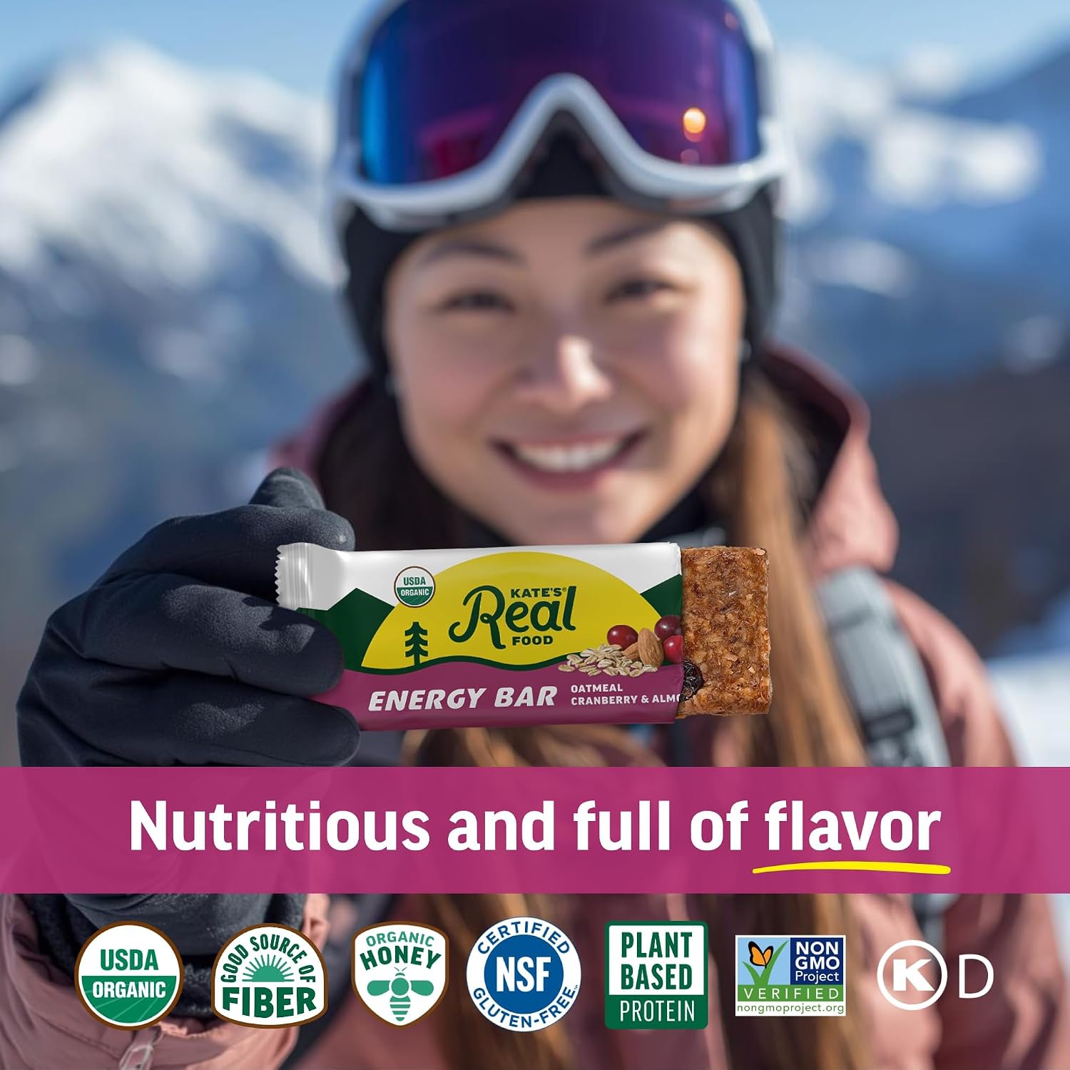 Kate's Real Food Organic Energy Bars Oatmeal Cranberry Almond (Pack of 12)