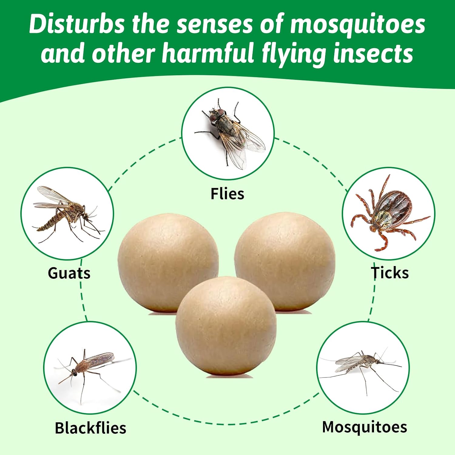 Natural Mosquito Repellent Outdoor Patio Pills, Peppermint Oil 10 Pcs Natural Mosquito Repellant Balls, Safe for Kids &amp; Pets, Bug Deterrent for Home &amp; Patio, Keep Mosquitoes Camping Travel Fishing