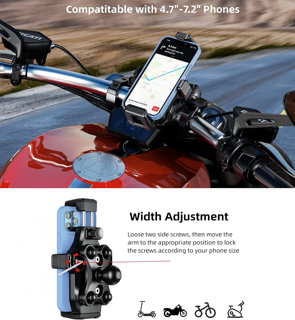 Kewig Motorcycle Phone Mount with Vibration Dampener & Secure Lock