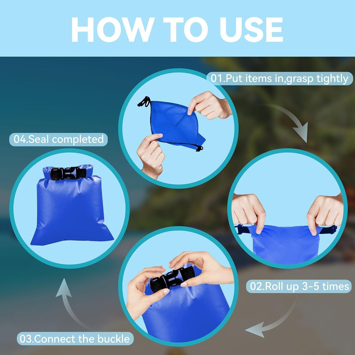 6PCS Dry Bags Waterproof, Lightweight Dry Bags for Kayaking Waterproof，Outdoor Waterproof Bag for Kayaking Hiking Boating Camping