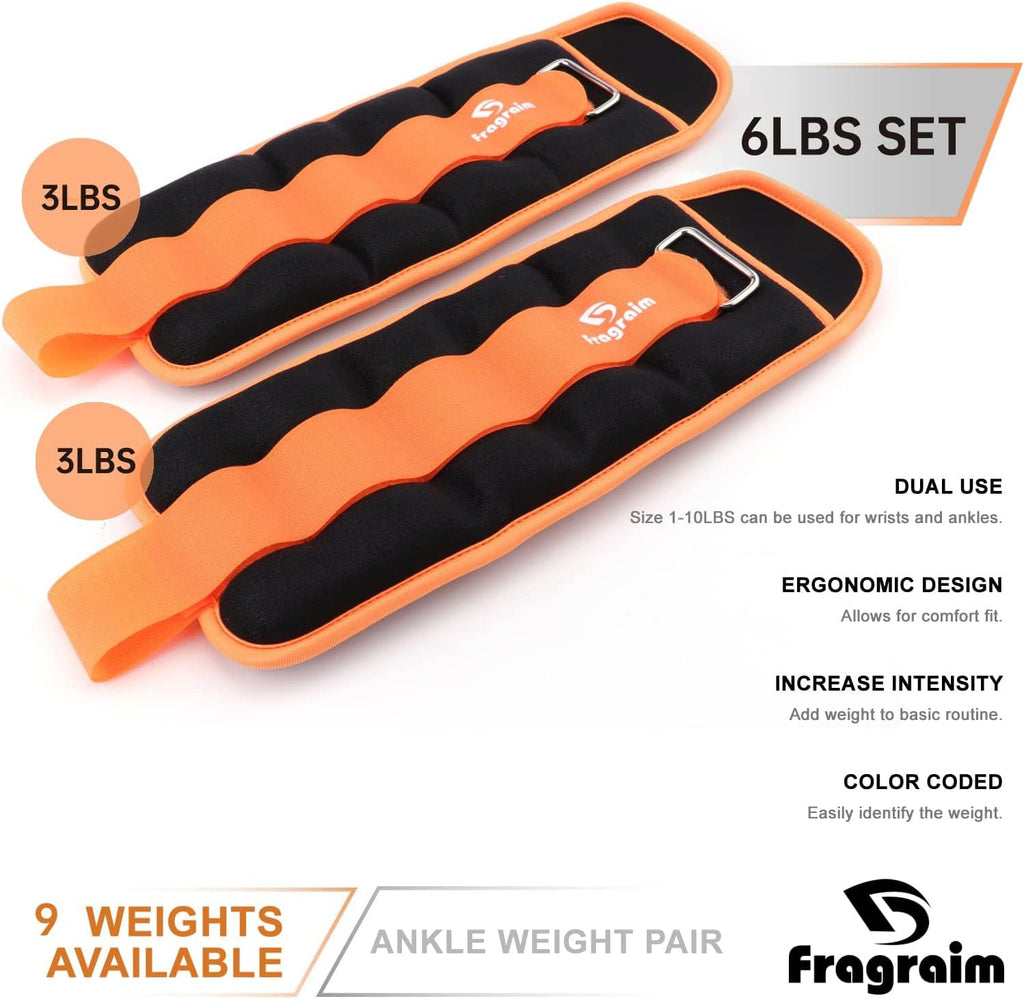 Ankle Weights for Women and Men - 1/2/3/4/6/8/10/12/15/20 LB Pair Options