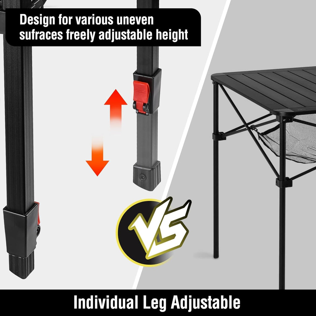VILLEY Folding Camping Square Table, Portable Aluminum Table, Small