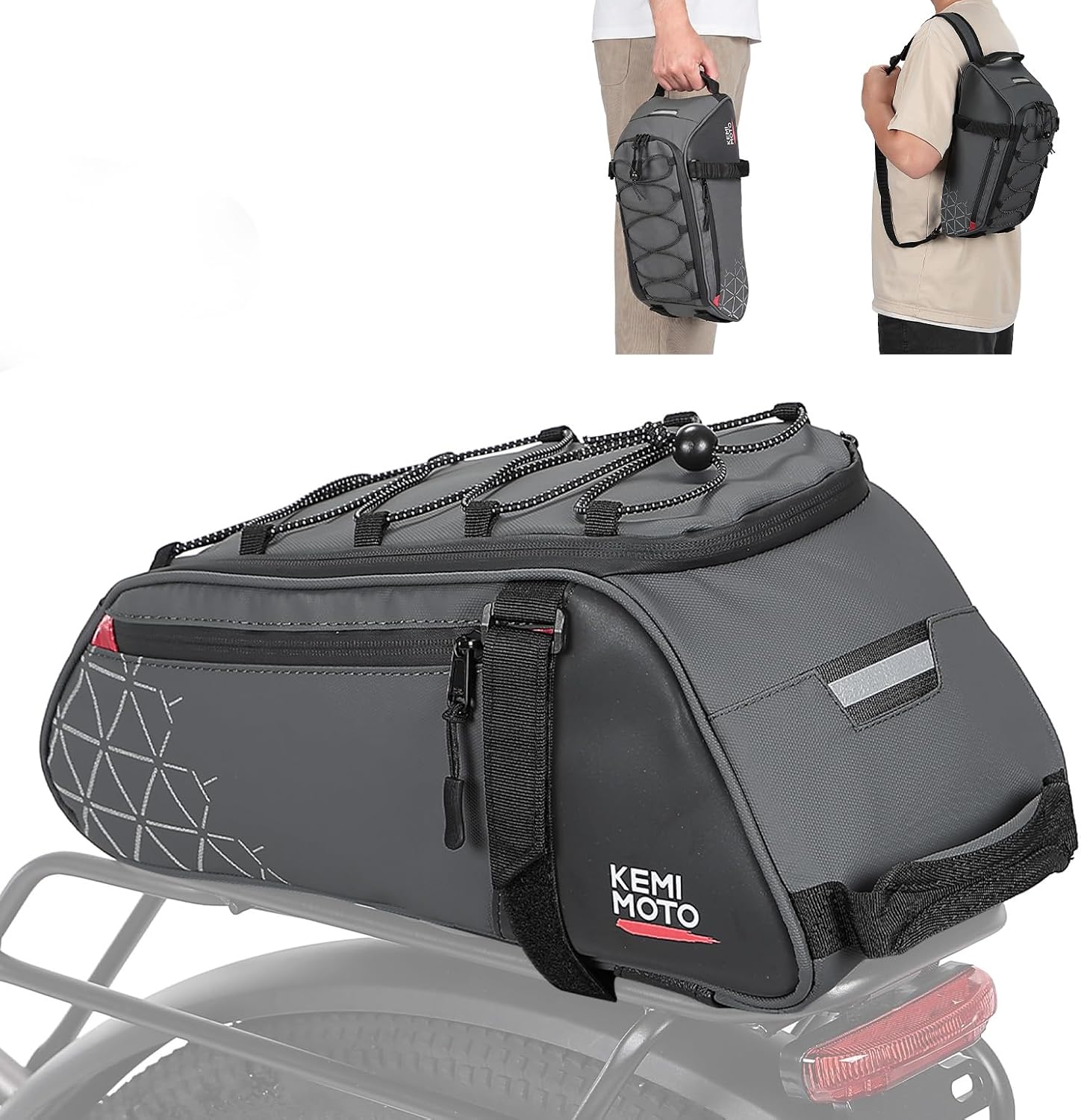 KEMIMOTO Rear Bike Rack Bag - 8L PVC Water Resistant Ebike Bags for Bicycle