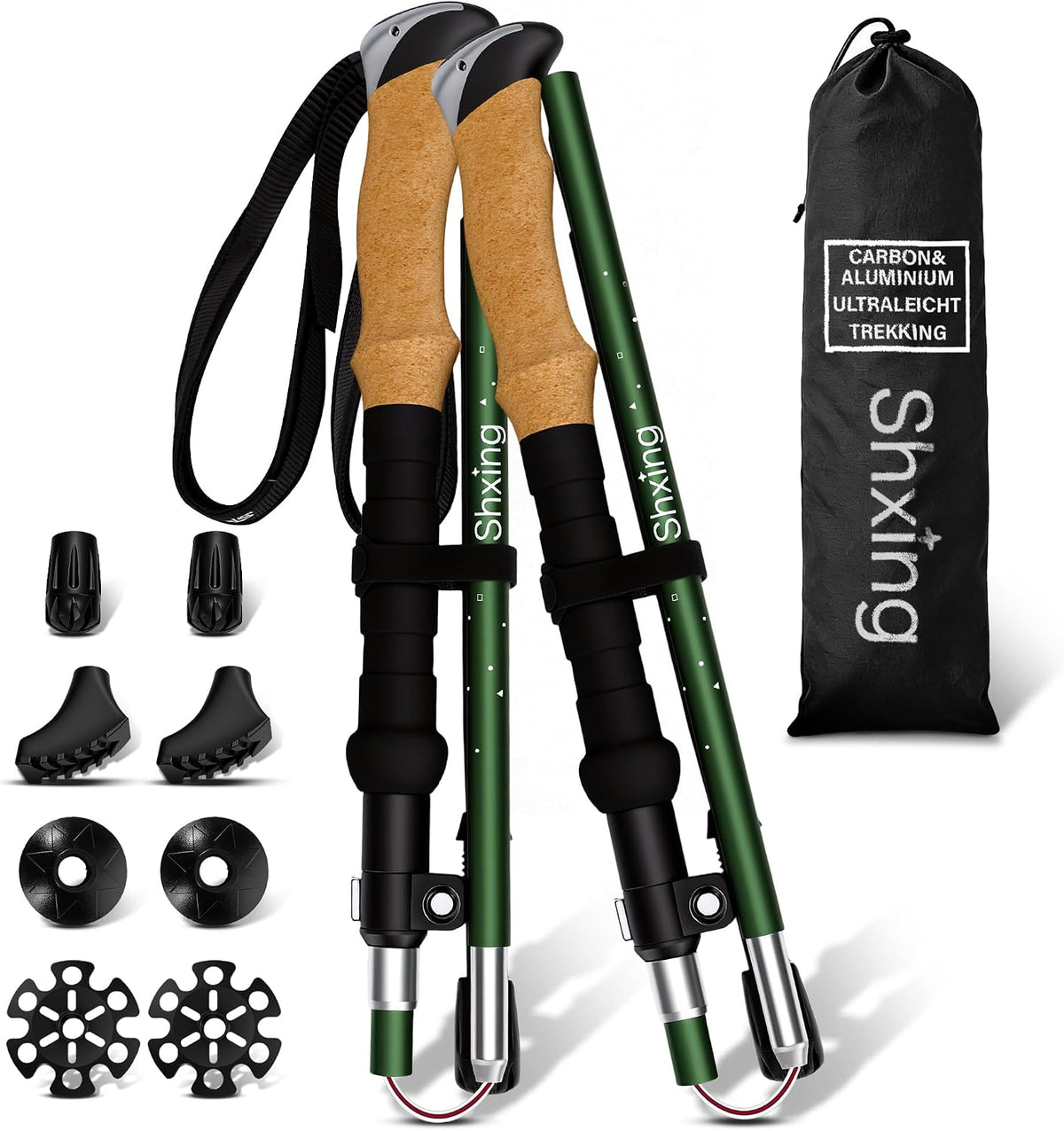 Folding Trekking Poles, Compact 13.8-Inch Hiking Poles 2-Pack